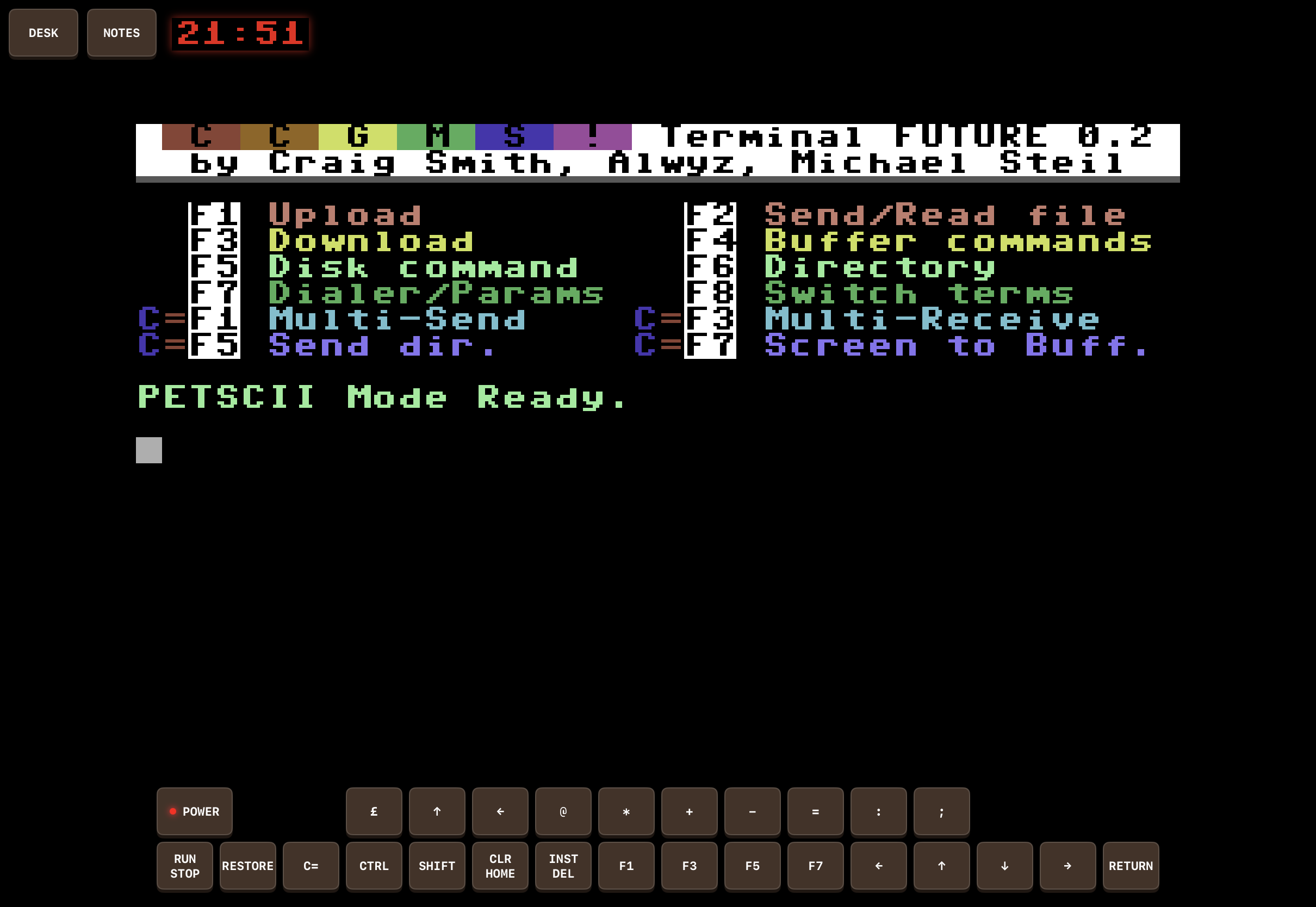 CCGMS, running on the emulated C64