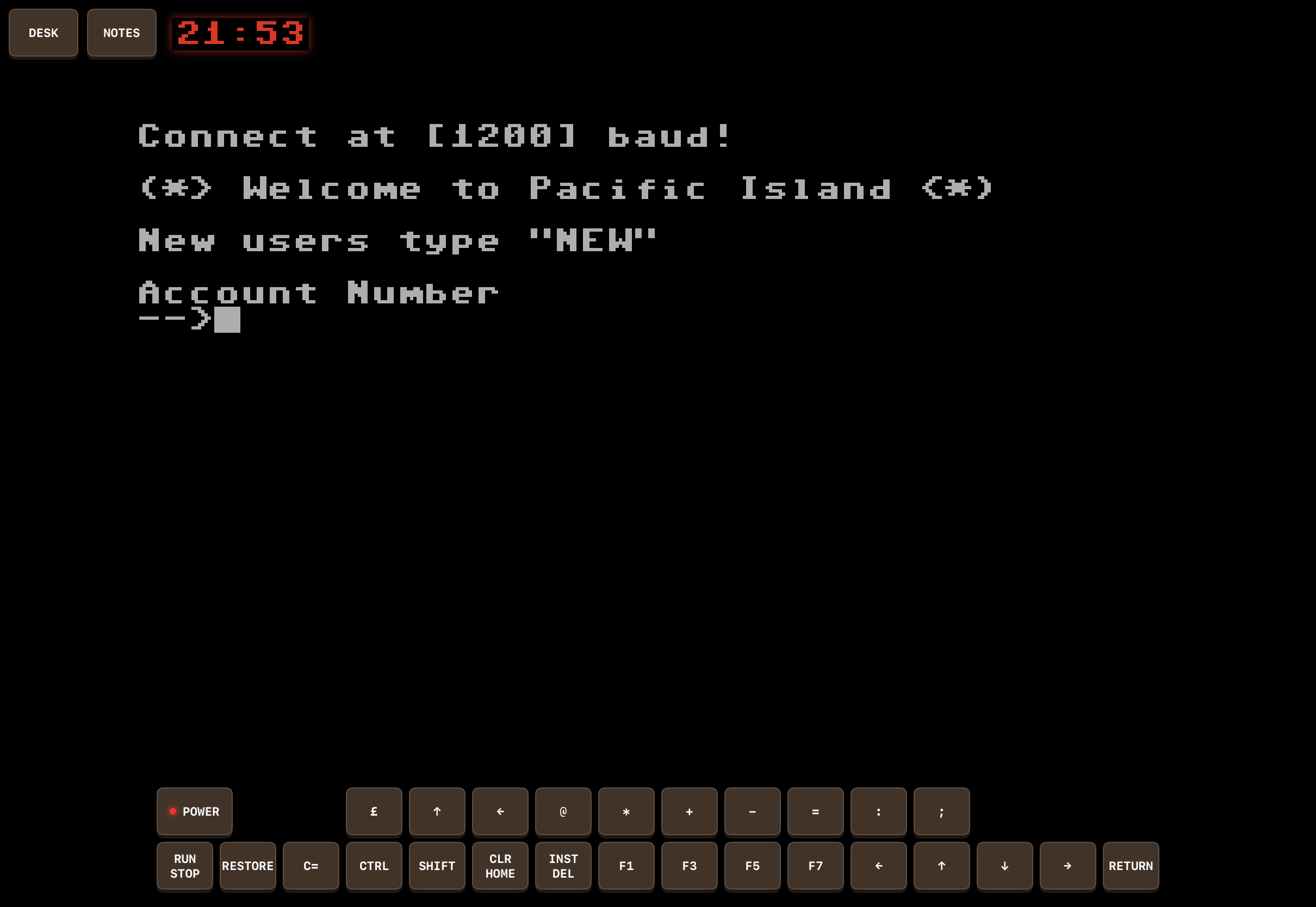Connected to Pacific Island at 1200 baud