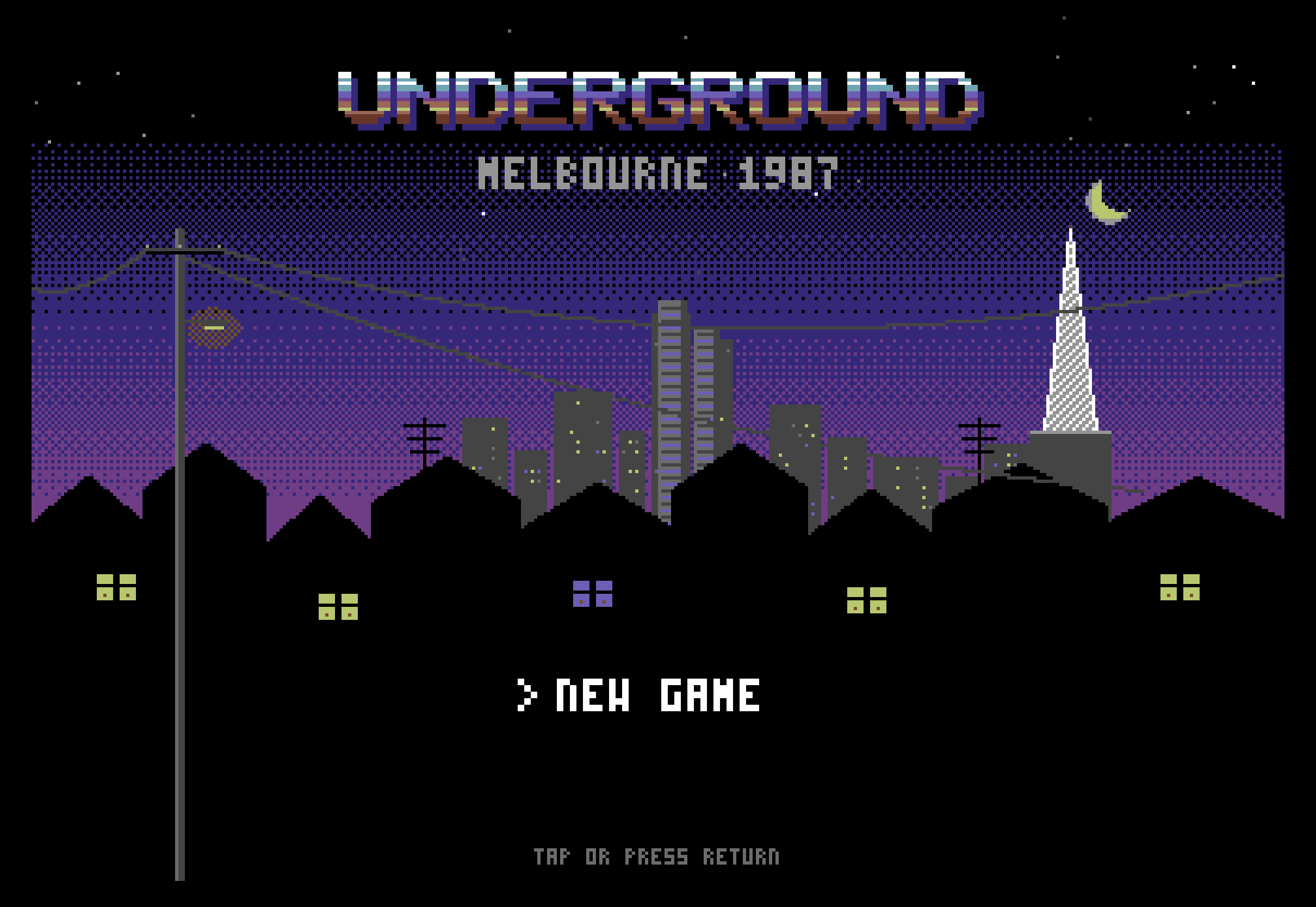 The title screen, Melbourne 1987